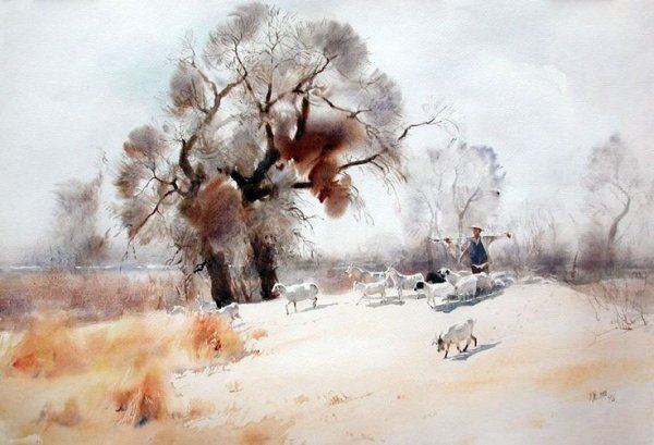 Гуань Вейксинг китайский художник акварель