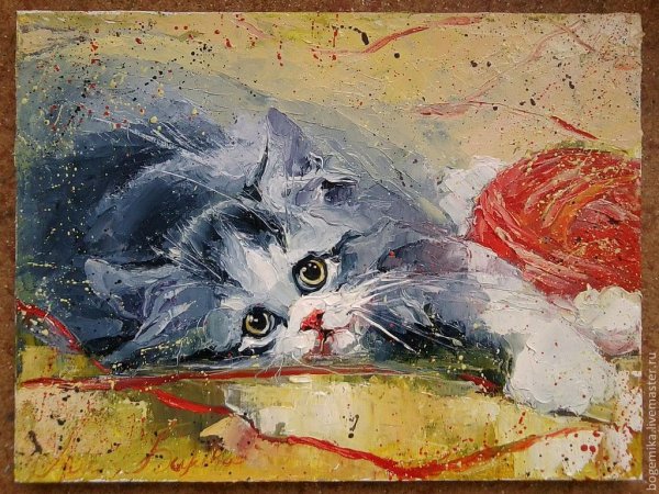 Котики акриловыми красками