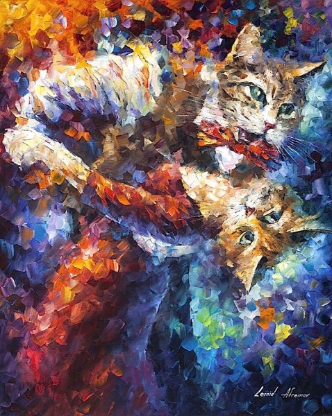 Картины Леонида Афремова кошки