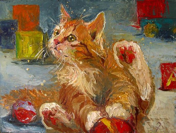 Котята мастихином живопись