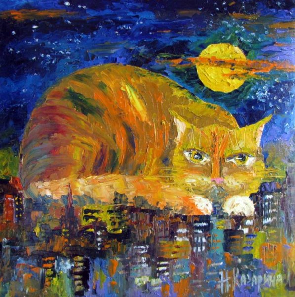 Коты маслом на холсте