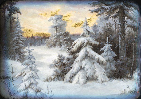 Федоскино лаковая миниатюра зима