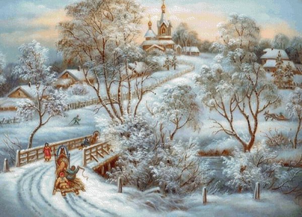 Федоскино лаковая миниатюра зима
