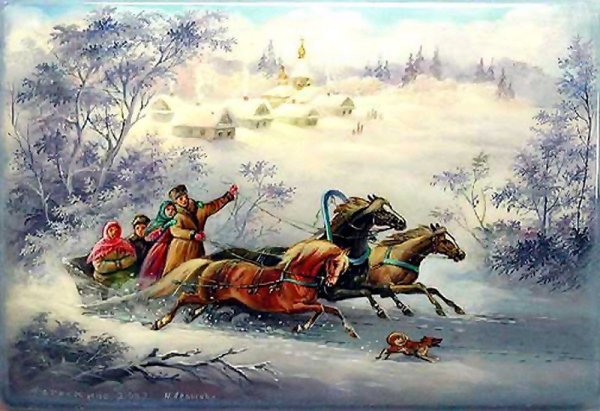 Масленица лаковая миниатюра