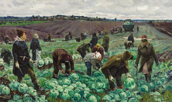 Уборка урожая художник Василий Михайлович Каратай