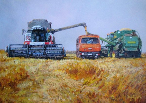 Уборка урожая живопись