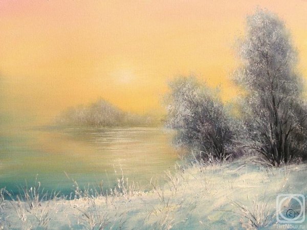Зимний рассвет живопись