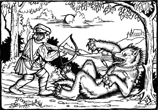 Гравюры средневековья Вервольф