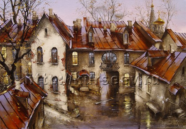 Картины Александра Стародубова. Старая Москва. Арбат