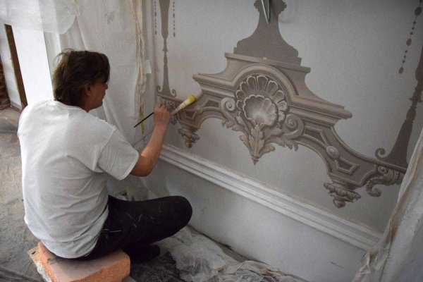 Альфрейная роспись под мрамор