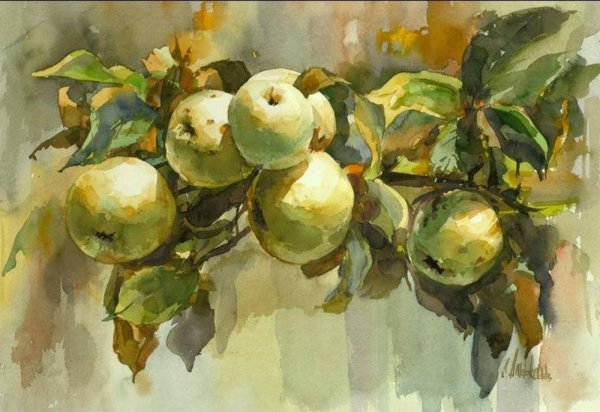 Акварели Сергея Андрияки яблоки
