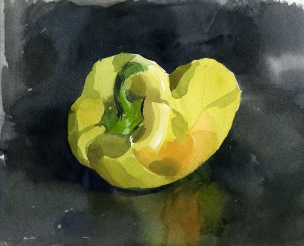 Этюд фруктов акварелью