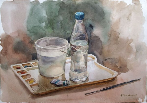 Пленер натюрморт акварель