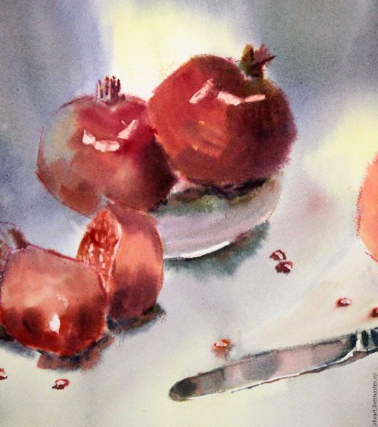 Елена Базанова акварель гранат