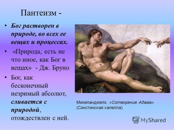 Природа есть не что иное как Бог в вещах выражает позицию