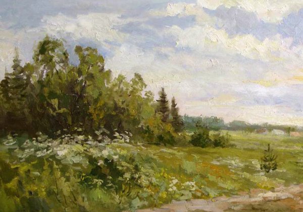 Этюд маслом пейзаж Серебренникова Лариса Ивановна