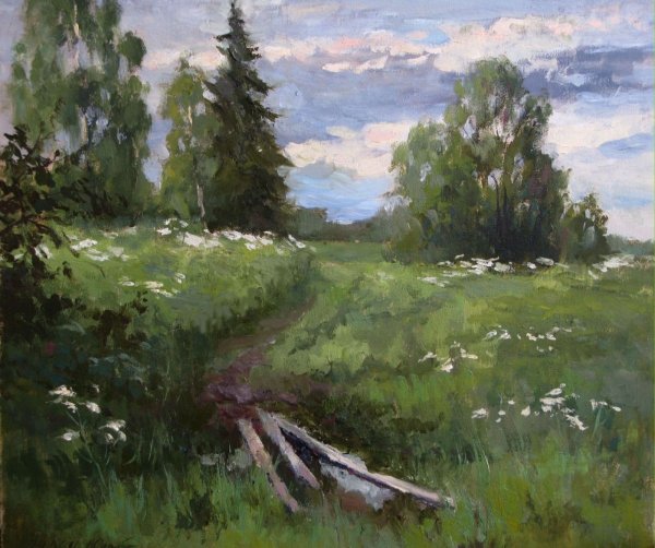 Этюд маслом пейзаж Серебренникова Лариса Ивановна