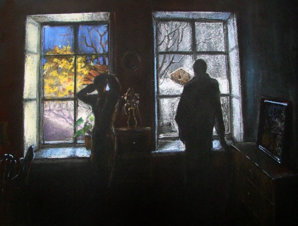 Окно в ночи живопись