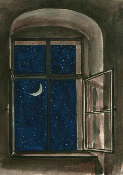 Ночь за окном живопись