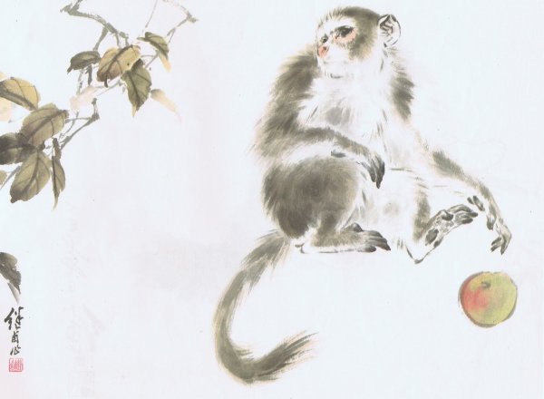 Обезьяна китайская живопись Сеи