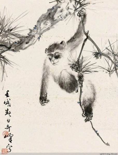 Китайская живопись обезьяна