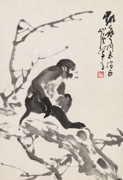 Китайская живопись гохуа обезьяна