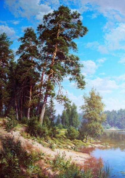 Художник Сергей Басов "пейзаж с озером"