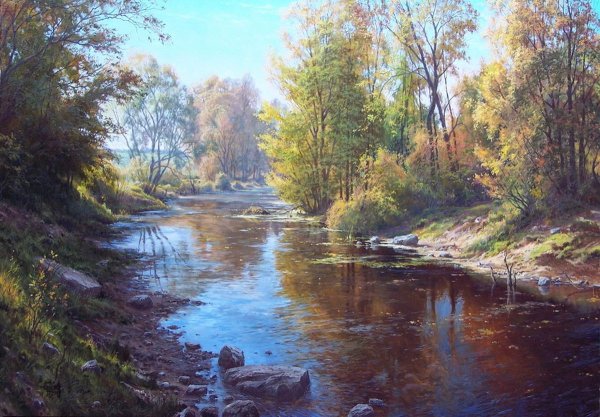 Художник Сергей Басов "пейзаж с озером"