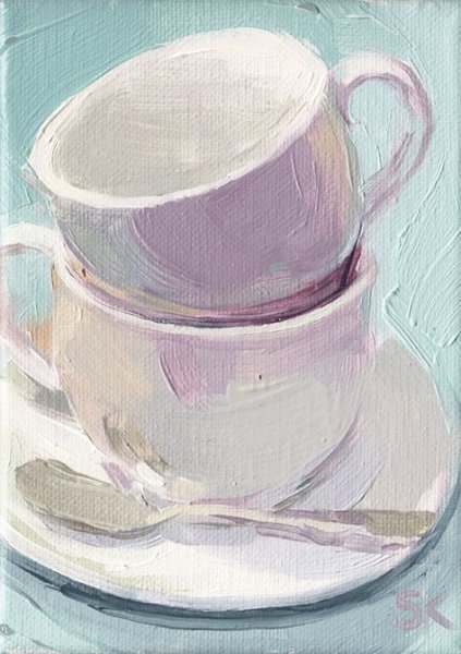 Белая Кружка акварелью