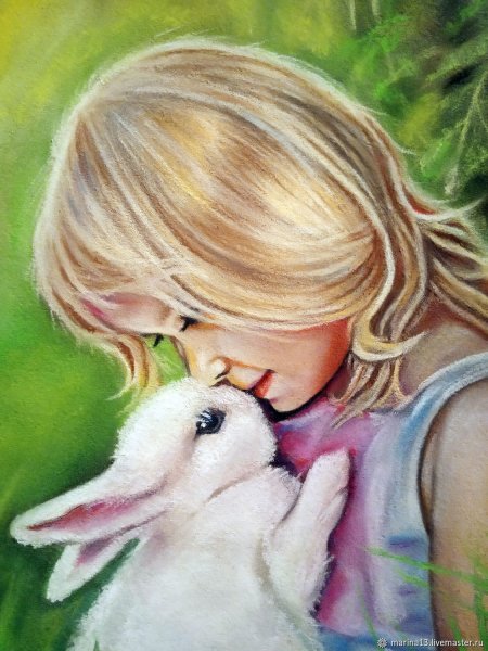 Картина девочка с кроликом