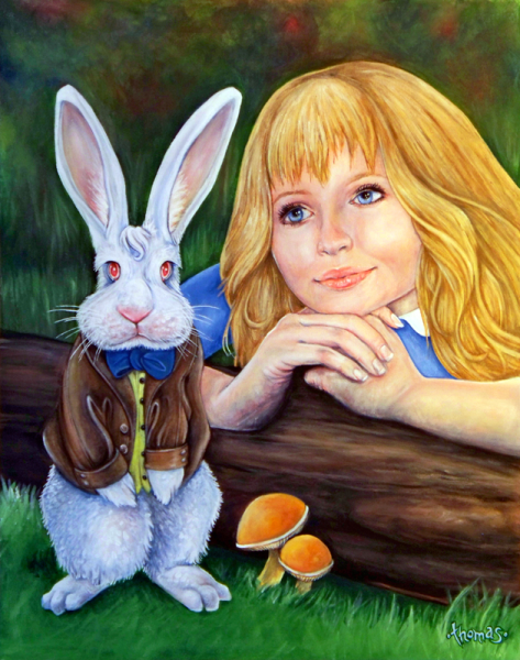 Картина девочка с кроликом