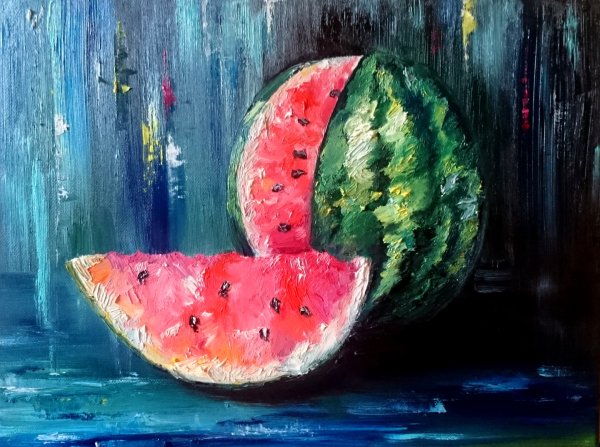Арбуз маслом на холсте