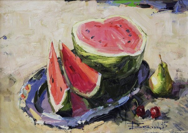 Арбуз акварелью Андрияка