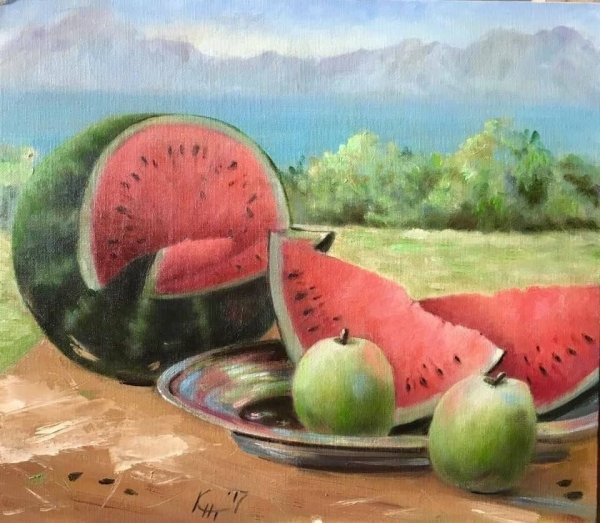 Арбуз маслом на холсте