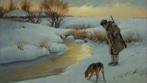 Зимняя охота живопись