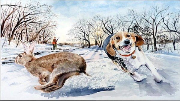 Охота на зайца картина