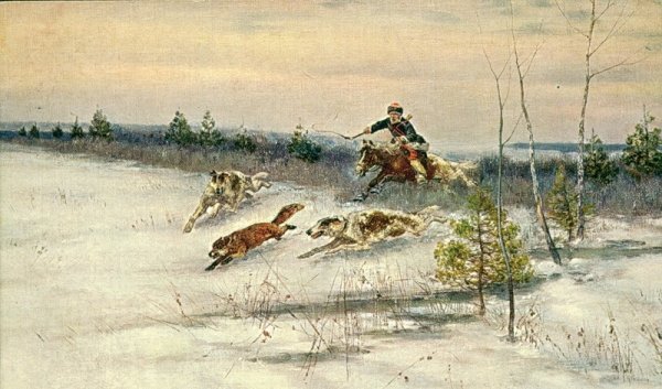 Художник Александр Дегтев собака на охоте