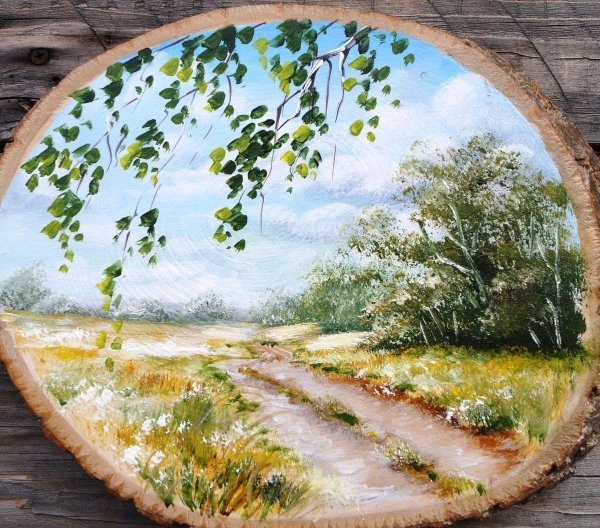 Роспись на спиле дерева