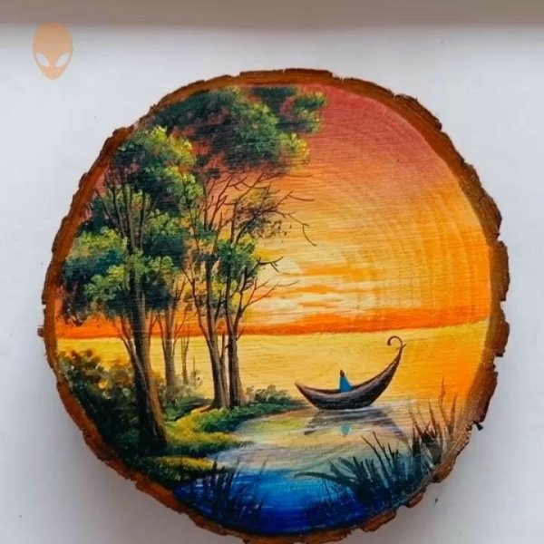 Пейзаж на спиле дерева