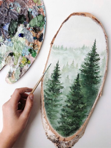 Рисование на спиле дерева