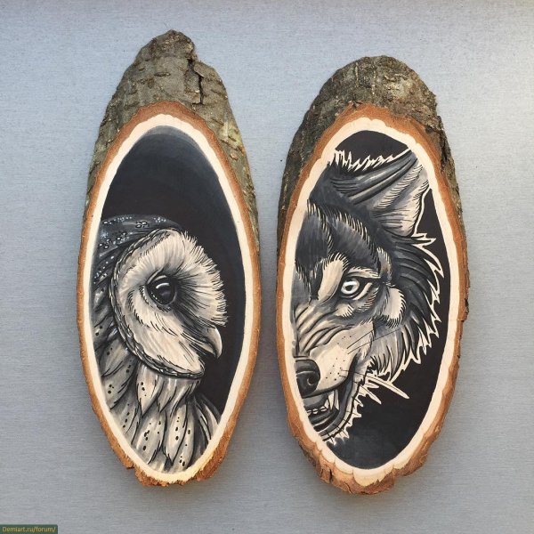 Роспись на спиле дерева