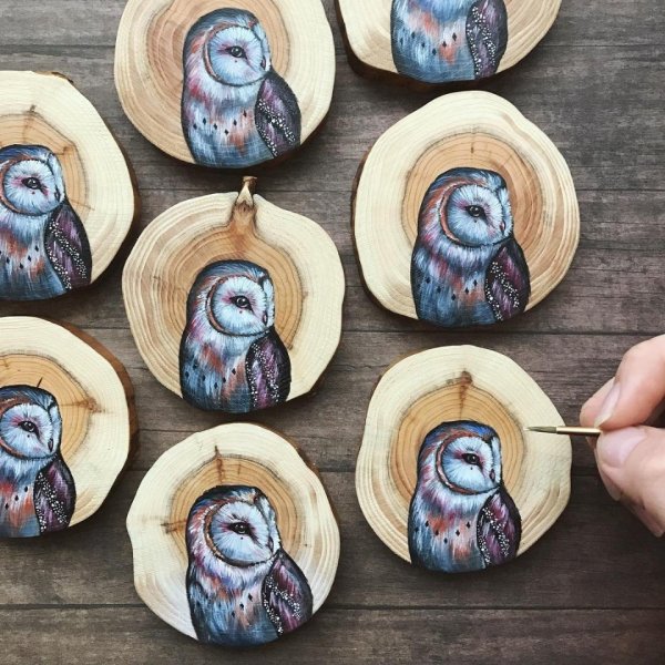 Рисование на деревянных спилах