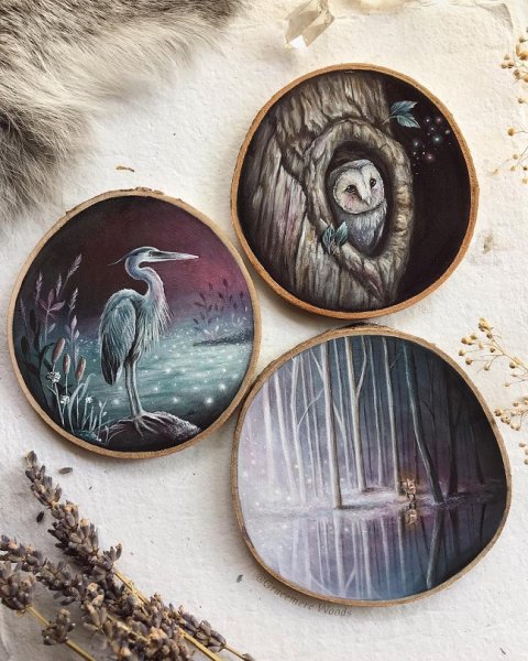 Живопись на срезе дерева