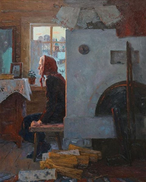 Яков Калиниченко Думы у печки картины