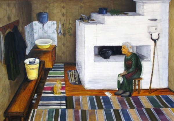 Картина в комнате печка