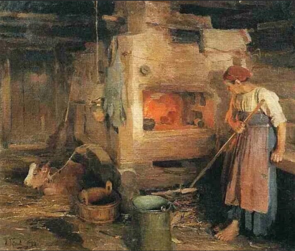 В.М.Максимов - Крестьянская изба 1869