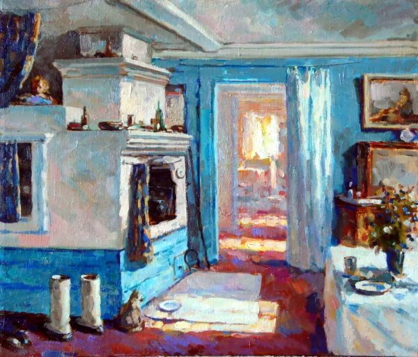 Картина Антона Катышева изба полдень