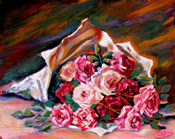 Букет роз картина маслом