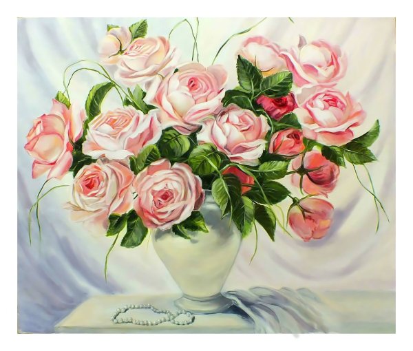 Розы в вазе живопись
