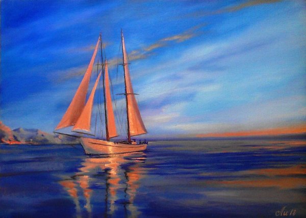 Парусник живопись маслом